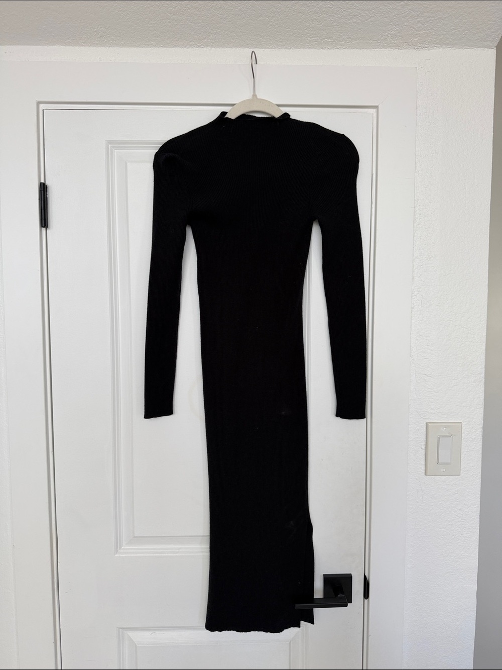 VICI Black Long Sleeve Ribbed Knit Dress